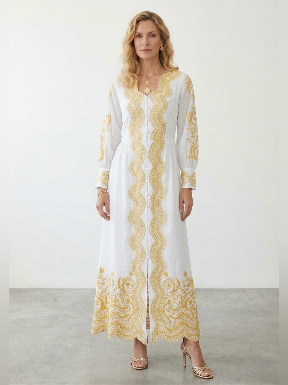 SOFT SURROUNDINGS EMBROIDERED MAXI/DUSTER size 16 NWOT - Picture 1 of 8